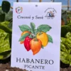 sobre de semillas de habanero picante en huerta