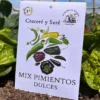 sobre de semillas de mix pimientos dulces en huerta