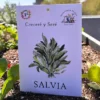 sobre de semillas de salvia en huerta