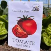 sobre de semillas de tomate platense en huerta